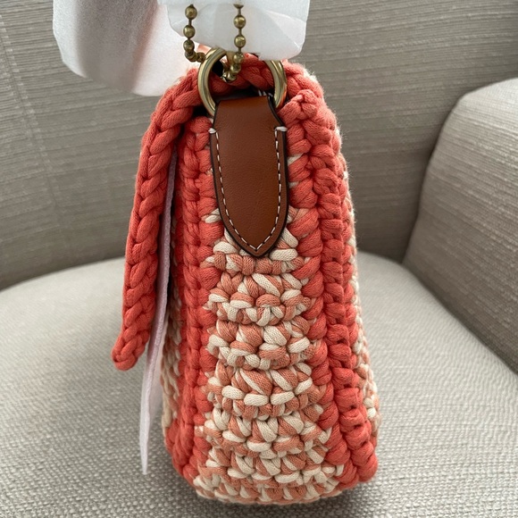 Coach Soft Tabby Shoulder Bag With Crochet in Faded Orange Multi New - Picture 10 of 15